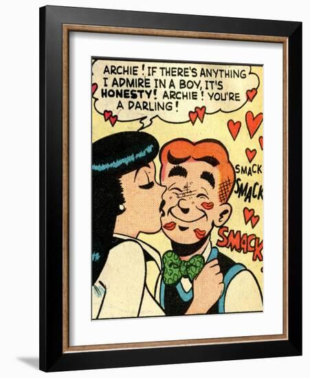 Archie Comics Retro: Archie and Veronica Comic Panel; Smack! (Aged)-null-Framed Art Print