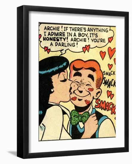 Archie Comics Retro: Archie and Veronica Comic Panel; Smack! (Aged)-null-Framed Art Print