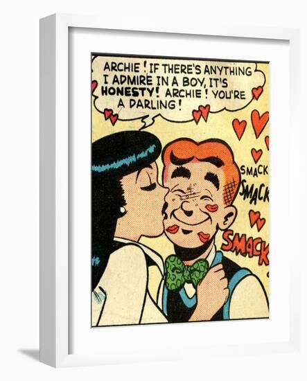 Archie Comics Retro: Archie and Veronica Comic Panel; Smack! (Aged)-null-Framed Art Print