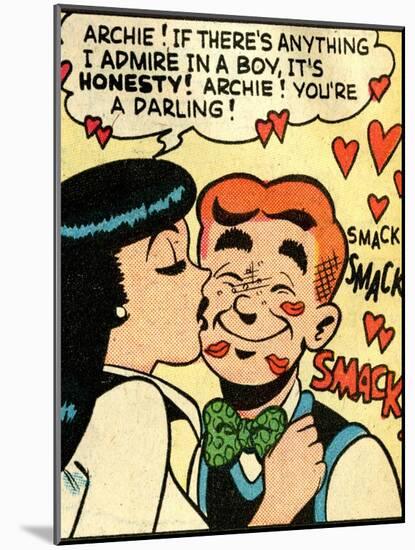 Archie Comics Retro: Archie and Veronica Comic Panel; Smack! (Aged)-null-Mounted Art Print