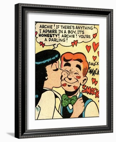 Archie Comics Retro: Archie and Veronica Comic Panel; Smack! (Aged)-null-Framed Art Print