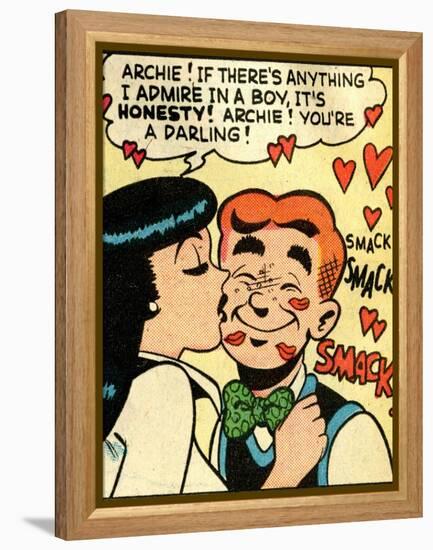 Archie Comics Retro: Archie and Veronica Comic Panel; Smack! (Aged)-null-Framed Stretched Canvas