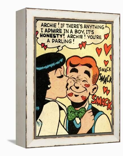 Archie Comics Retro: Archie and Veronica Comic Panel; Smack! (Aged)-null-Framed Stretched Canvas