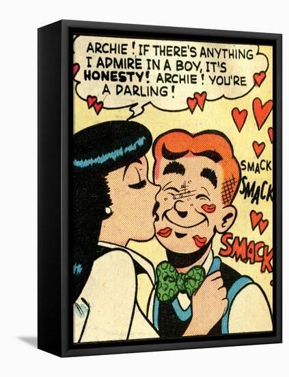 Archie Comics Retro: Archie and Veronica Comic Panel; Smack! (Aged)-null-Framed Stretched Canvas
