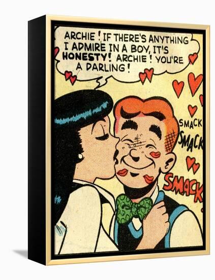 Archie Comics Retro: Archie and Veronica Comic Panel; Smack! (Aged)-null-Framed Stretched Canvas
