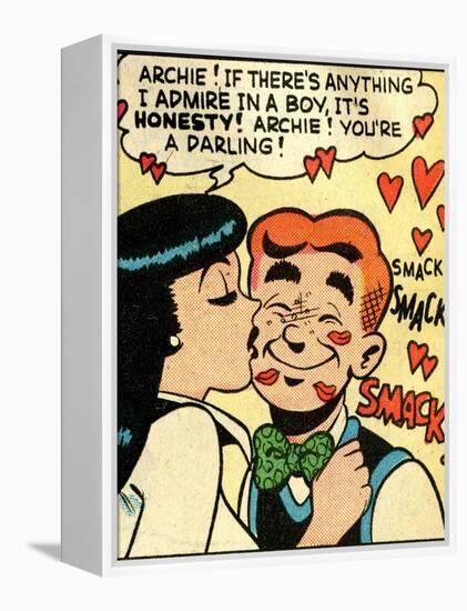 Archie Comics Retro: Archie and Veronica Comic Panel; Smack! (Aged)-null-Framed Stretched Canvas