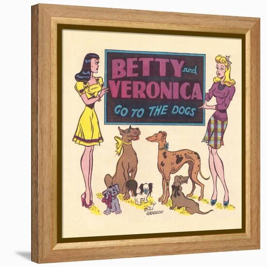 Archie Comics Retro: Archie Comic Panel Betty and Veronica Go to The Dogs (Aged)-Bill Woggon-Framed Stretched Canvas