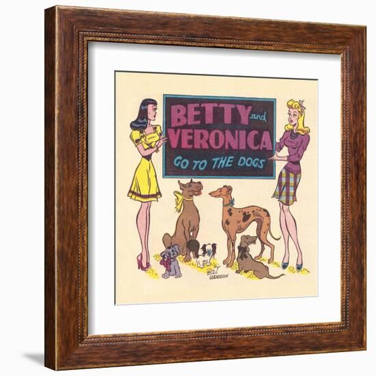 Archie Comics Retro: Archie Comic Panel Betty and Veronica Go to The Dogs (Aged)-Bill Woggon-Framed Art Print