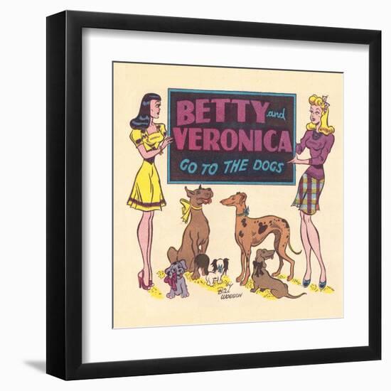 Archie Comics Retro: Archie Comic Panel Betty and Veronica Go to The Dogs (Aged)-Bill Woggon-Framed Art Print