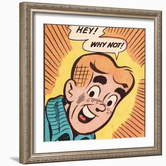 Archie Comics Retro: Archie Comic Panel; Hey! Why Not? (Aged)-null-Framed Art Print