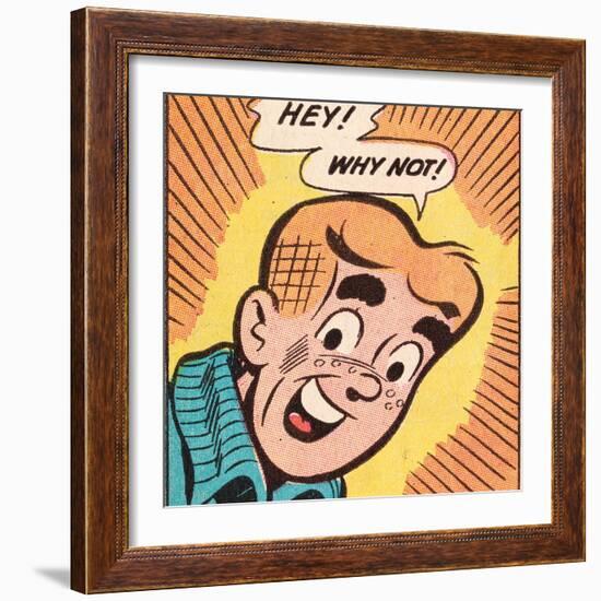 Archie Comics Retro: Archie Comic Panel; Hey! Why Not? (Aged)-null-Framed Art Print