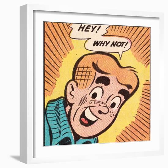 Archie Comics Retro: Archie Comic Panel; Hey! Why Not? (Aged)-null-Framed Art Print