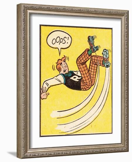 Archie Comics Retro: Archie Comic Panel; Rollerskating Oops! (Aged)-null-Framed Art Print