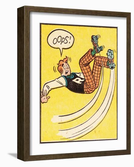 Archie Comics Retro: Archie Comic Panel; Rollerskating Oops! (Aged)-null-Framed Art Print