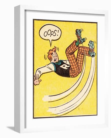 Archie Comics Retro: Archie Comic Panel; Rollerskating Oops! (Aged)-null-Framed Art Print