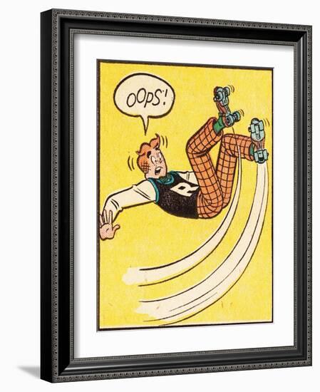 Archie Comics Retro: Archie Comic Panel; Rollerskating Oops! (Aged)-null-Framed Art Print