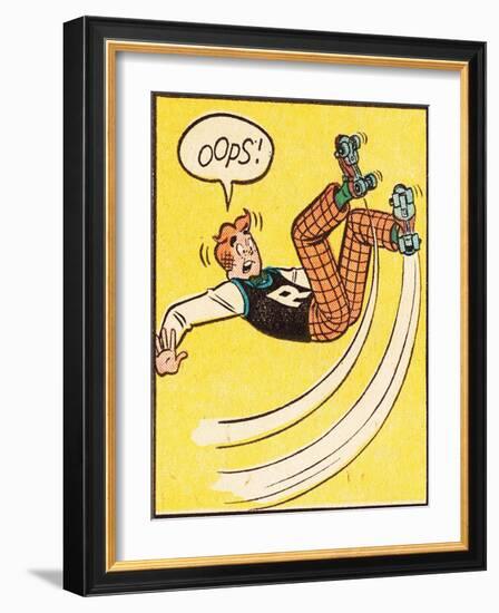 Archie Comics Retro: Archie Comic Panel; Rollerskating Oops! (Aged)-null-Framed Art Print