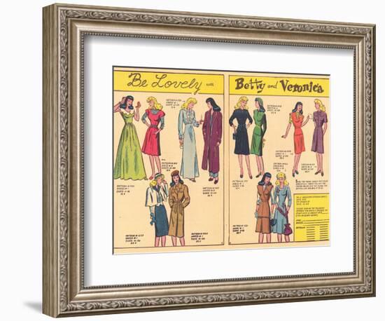 Archie Comics Retro: Be Lovely with Betty and Veronica Dress Patterns  (Aged)-null-Framed Premium Giclee Print