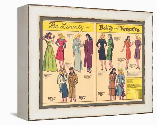 Archie Comics Retro: Be Lovely with Betty and Veronica Dress Patterns  (Aged)-null-Framed Stretched Canvas
