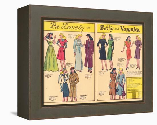 Archie Comics Retro: Be Lovely with Betty and Veronica Dress Patterns  (Aged)-null-Framed Stretched Canvas