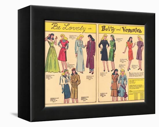 Archie Comics Retro: Be Lovely with Betty and Veronica Dress Patterns  (Aged)-null-Framed Stretched Canvas