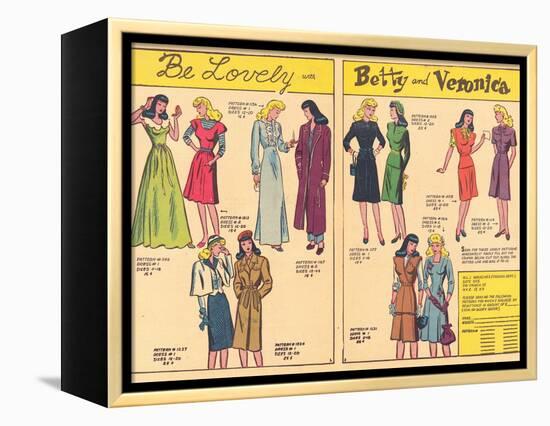 Archie Comics Retro: Be Lovely with Betty and Veronica Dress Patterns  (Aged)-null-Framed Stretched Canvas