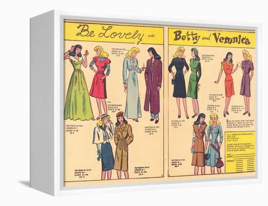 Archie Comics Retro: Be Lovely with Betty and Veronica Dress Patterns  (Aged)-null-Framed Stretched Canvas