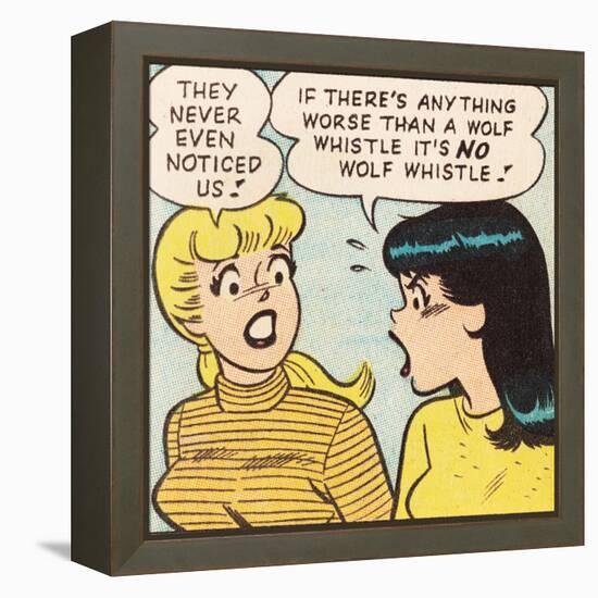 Archie Comics Retro: Betty and Veronica Comic Panel; Wolf Whistle (Aged)-null-Framed Stretched Canvas