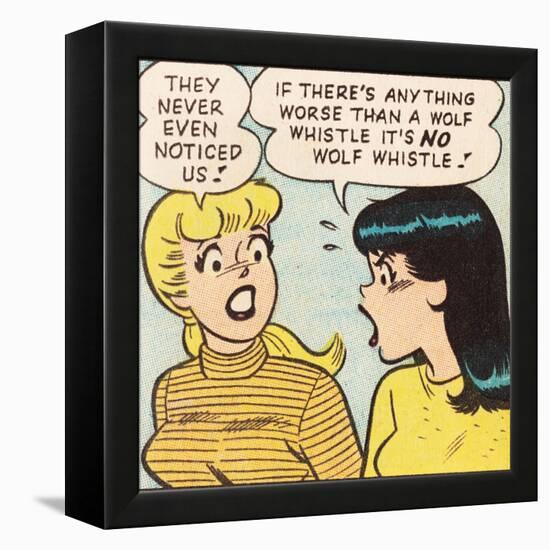 Archie Comics Retro: Betty and Veronica Comic Panel; Wolf Whistle (Aged)-null-Framed Stretched Canvas