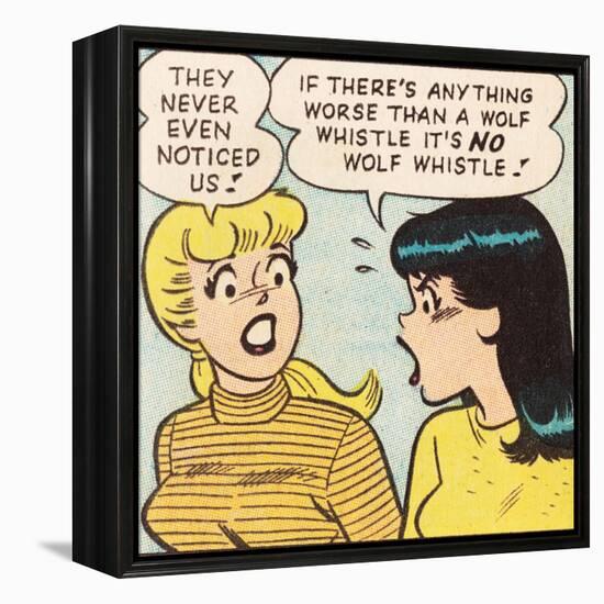 Archie Comics Retro: Betty and Veronica Comic Panel; Wolf Whistle (Aged)-null-Framed Stretched Canvas