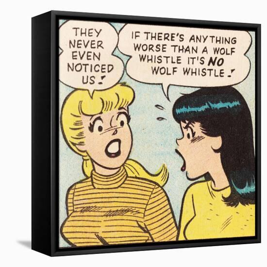 Archie Comics Retro: Betty and Veronica Comic Panel; Wolf Whistle (Aged)-null-Framed Stretched Canvas