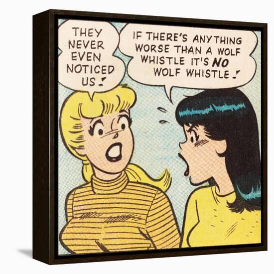 Archie Comics Retro: Betty and Veronica Comic Panel; Wolf Whistle (Aged)-null-Framed Stretched Canvas