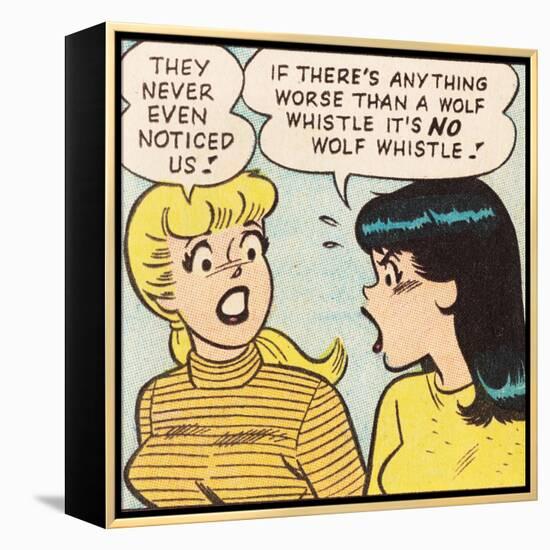 Archie Comics Retro: Betty and Veronica Comic Panel; Wolf Whistle (Aged)-null-Framed Stretched Canvas