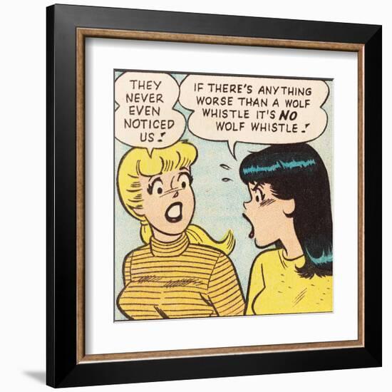 Archie Comics Retro: Betty and Veronica Comic Panel; Wolf Whistle (Aged)-null-Framed Art Print