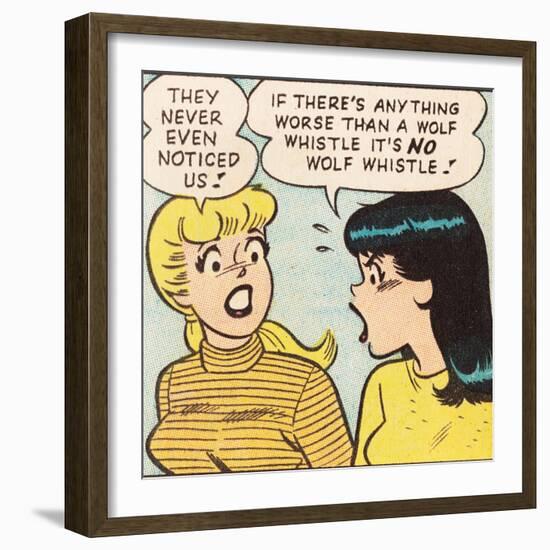 Archie Comics Retro: Betty and Veronica Comic Panel; Wolf Whistle (Aged)-null-Framed Premium Giclee Print