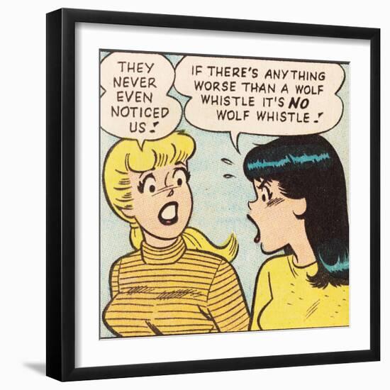 Archie Comics Retro: Betty and Veronica Comic Panel; Wolf Whistle (Aged)-null-Framed Premium Giclee Print