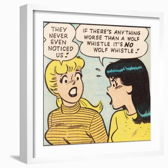 Archie Comics Retro: Betty and Veronica Comic Panel; Wolf Whistle (Aged)-null-Framed Premium Giclee Print