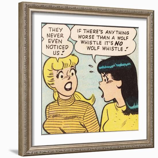 Archie Comics Retro: Betty and Veronica Comic Panel; Wolf Whistle (Aged)-null-Framed Art Print