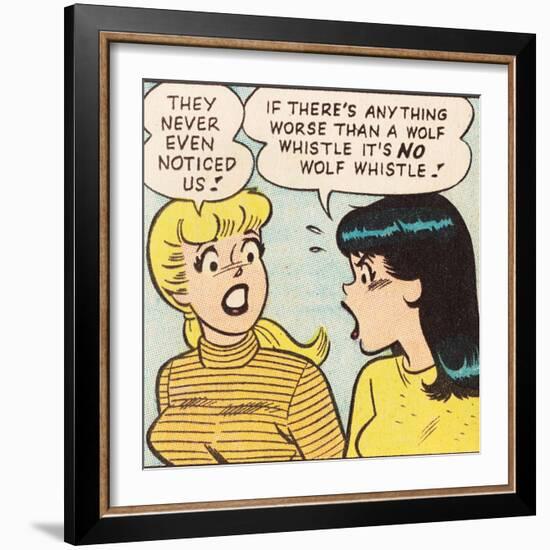 Archie Comics Retro: Betty and Veronica Comic Panel; Wolf Whistle (Aged)-null-Framed Art Print