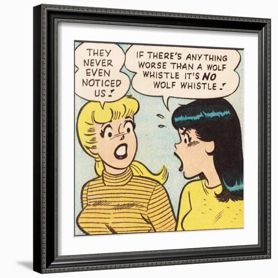 Archie Comics Retro: Betty and Veronica Comic Panel; Wolf Whistle (Aged)-null-Framed Art Print