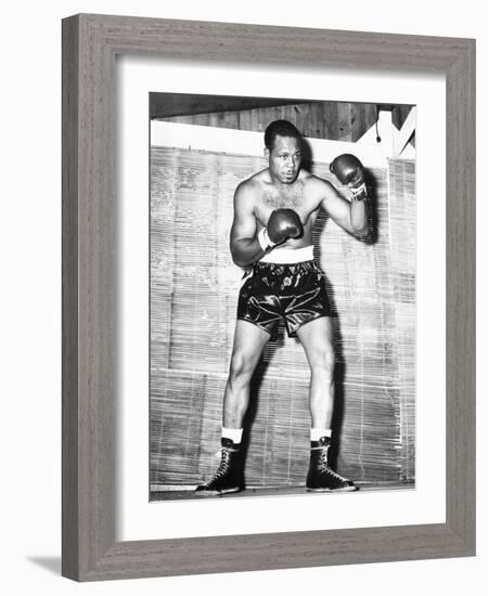 Archie Moore at Kenwood Camp, While Training for His Match with Rocky Marciano-null-Framed Photo