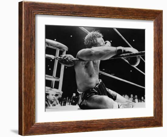 Archie Moore Knocked Out by Heavyweight Champion Rocky Marciano-null-Framed Photo