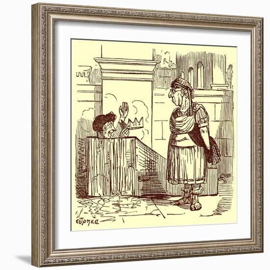 Archimedes Taking a Warm Bath, Illustration from 'The Comic History of Rome'-English-Framed Giclee Print