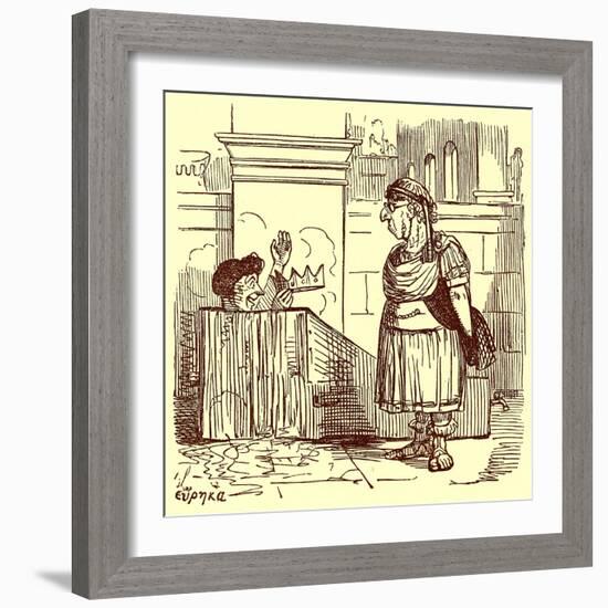 Archimedes Taking a Warm Bath, Illustration from 'The Comic History of Rome'-English-Framed Giclee Print