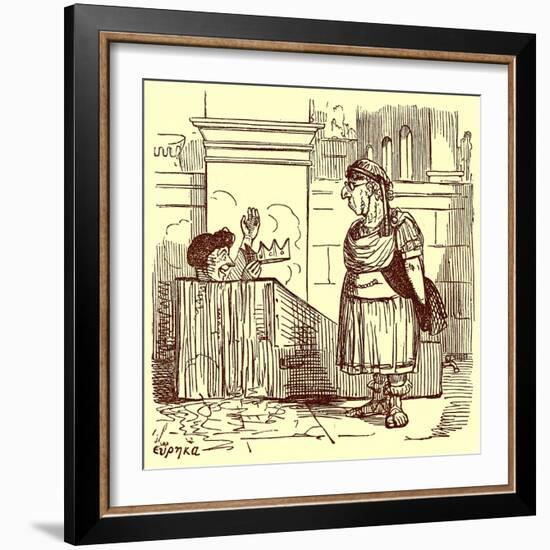 Archimedes Taking a Warm Bath, Illustration from 'The Comic History of Rome'-English-Framed Giclee Print