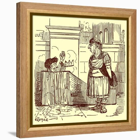 Archimedes Taking a Warm Bath, Illustration from 'The Comic History of Rome'-English-Framed Premier Image Canvas