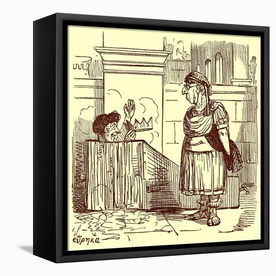 Archimedes Taking a Warm Bath, Illustration from 'The Comic History of Rome'-English-Framed Premier Image Canvas