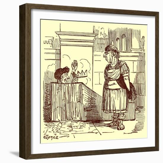 Archimedes Taking a Warm Bath, Illustration from 'The Comic History of Rome'-English-Framed Giclee Print