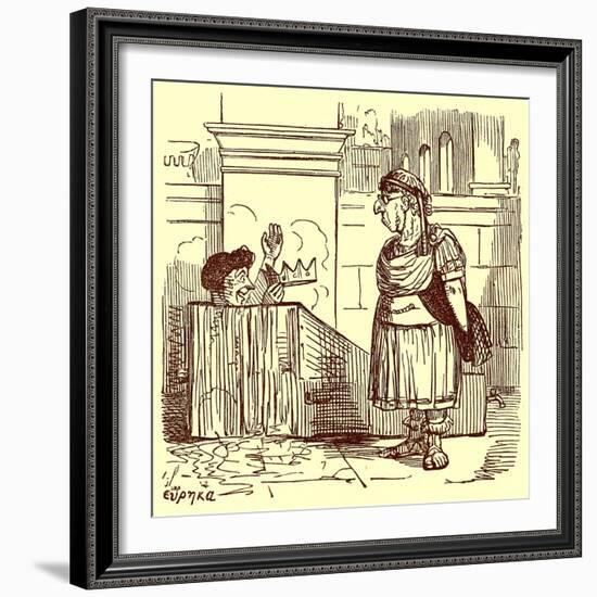 Archimedes Taking a Warm Bath, Illustration from 'The Comic History of Rome'-English-Framed Giclee Print