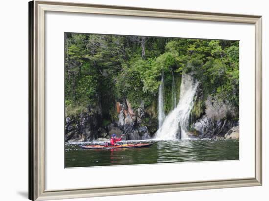 Archipelago De Los Chonos, Man Sea Kayaking, Aysen, Chile-Fredrik Norrsell-Framed Photographic Print